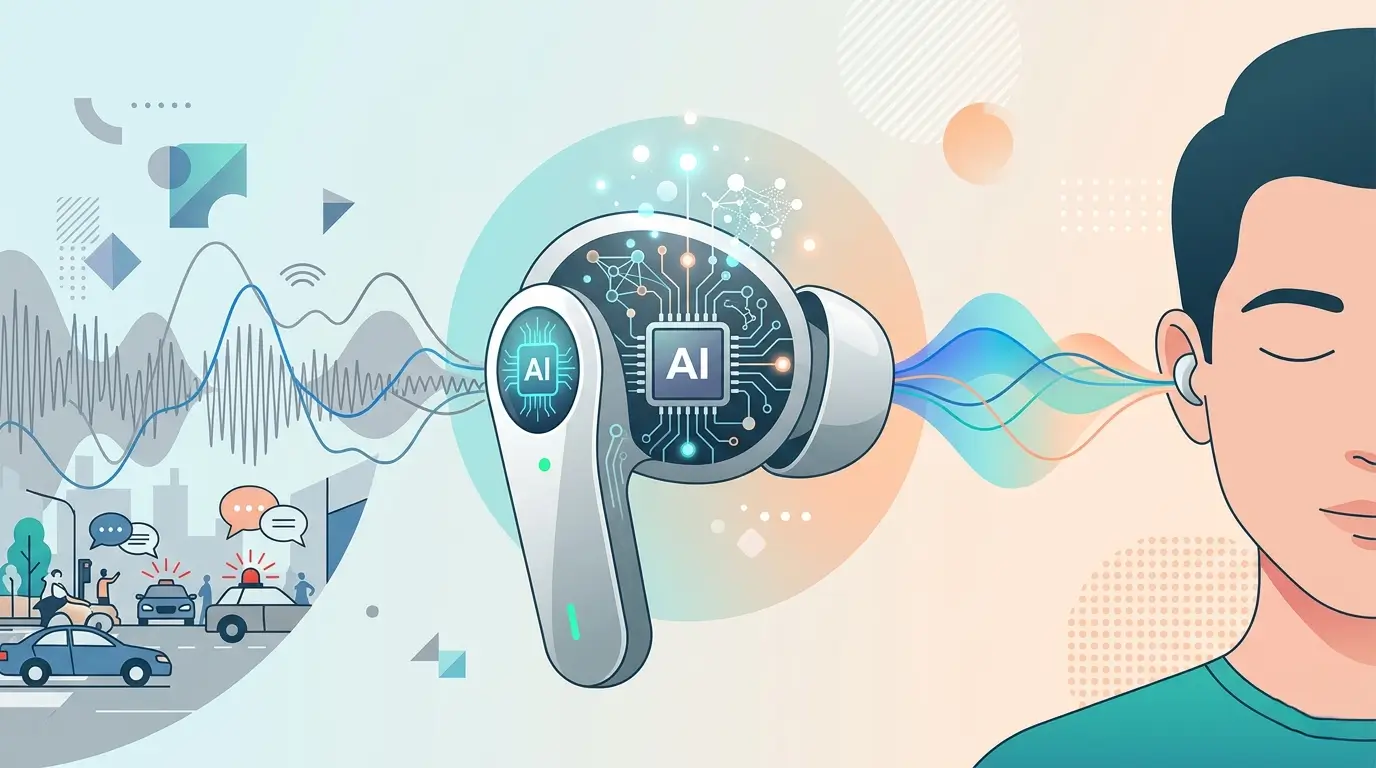 AI earbuds adapt sound using on-device AI processing architecture