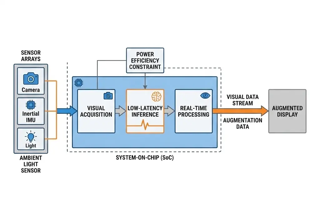 Diagram explaining How AI Glasses Process Vision in Real Time