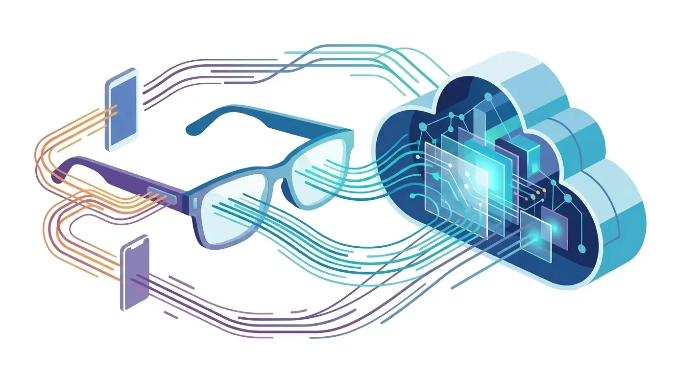 How AI Glasses Process Vision in Real Time diagram explaining AI system architecture or workflow
