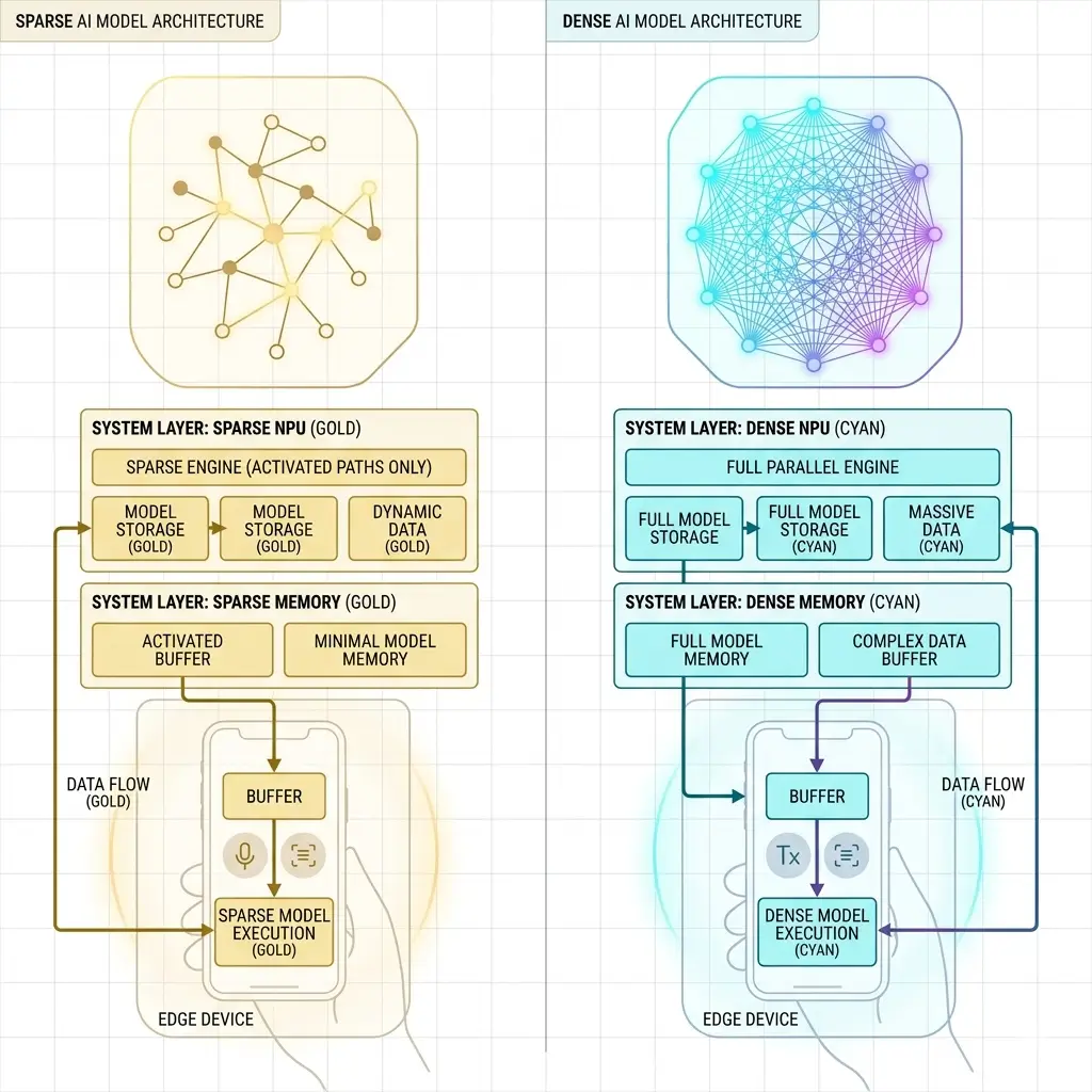 sparse vs dense ai models architecture diagram