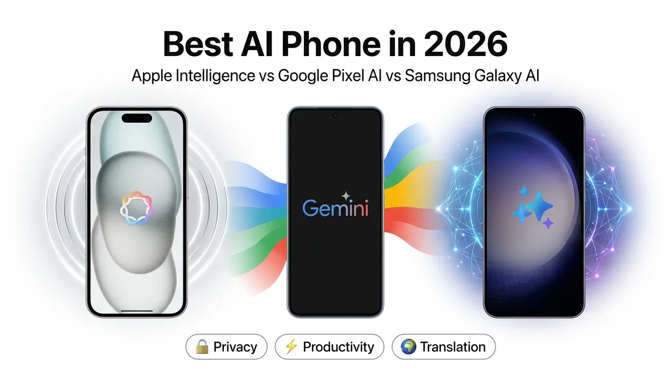 Comparison of Apple Intelligence, Google Pixel AI, and Samsung Galaxy AI to help choose the best AI phone in 2026.
